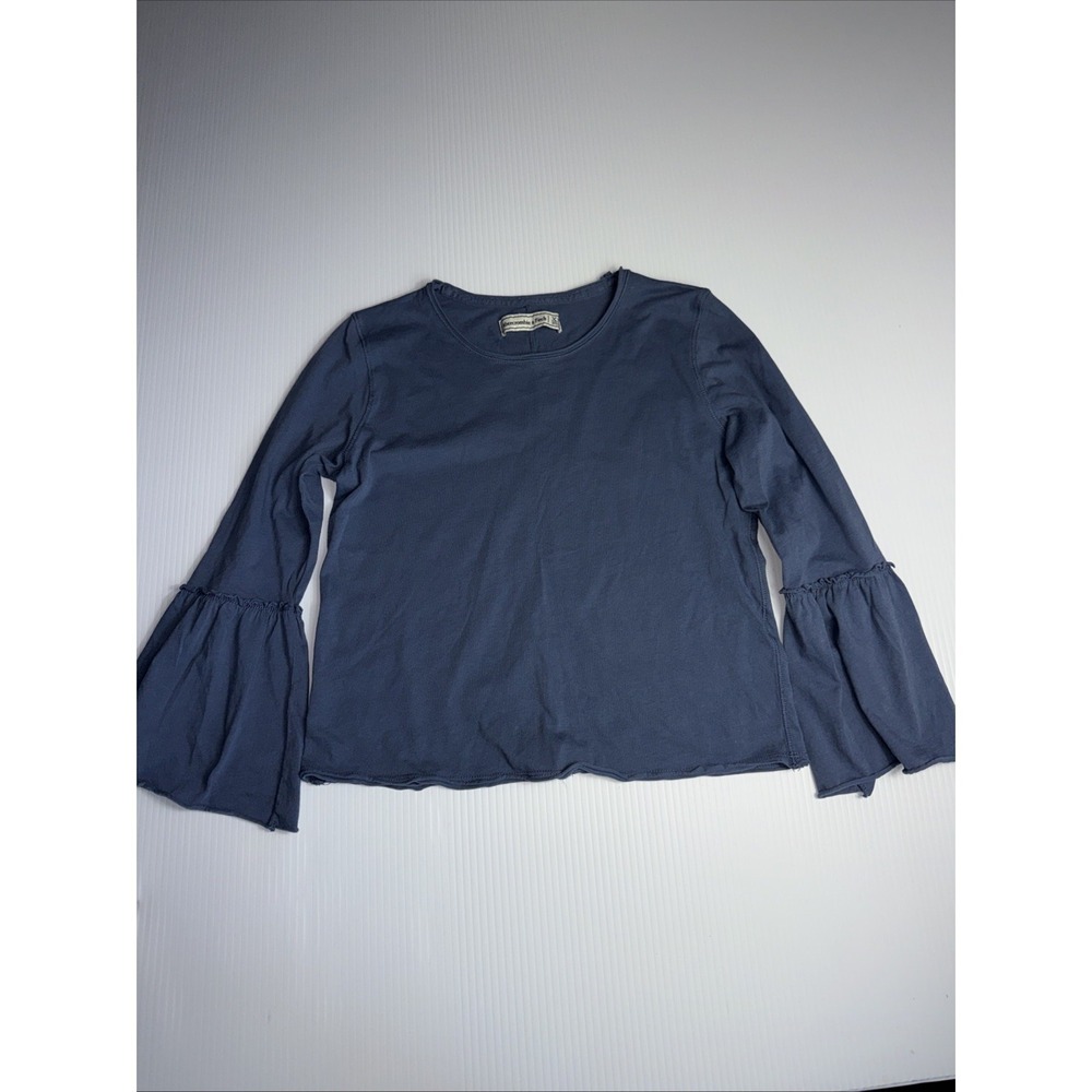 Abercrombie Women's Bell Ruffle Sleeve Crop Top Blue Size XS